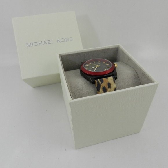 MICHAEL KORS Women's Channing Animal Print Leather Strap Watch 40mm - Picture 2 of 7